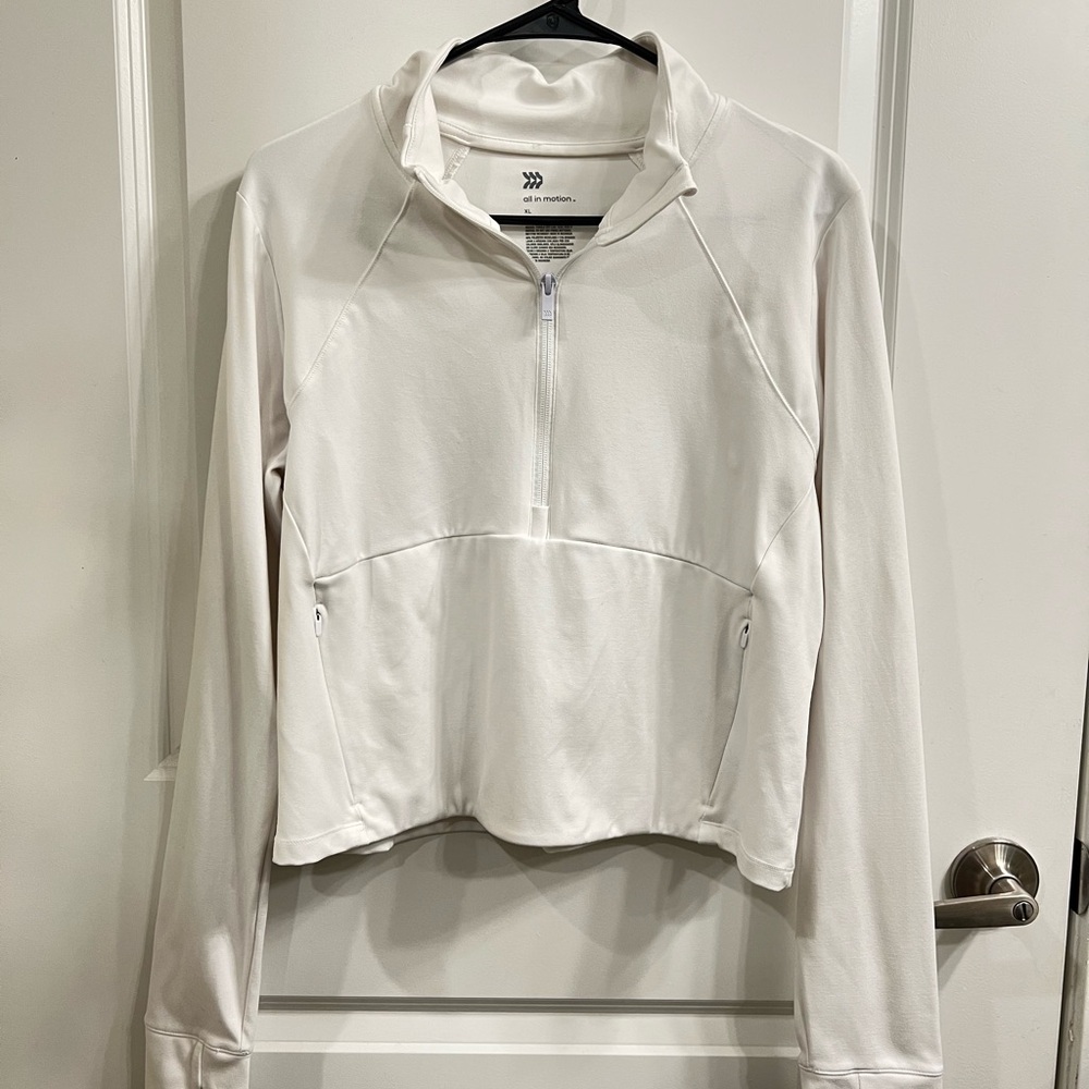 All in Motion Women's White Quarter-Zip Sweatshirt | Size XL